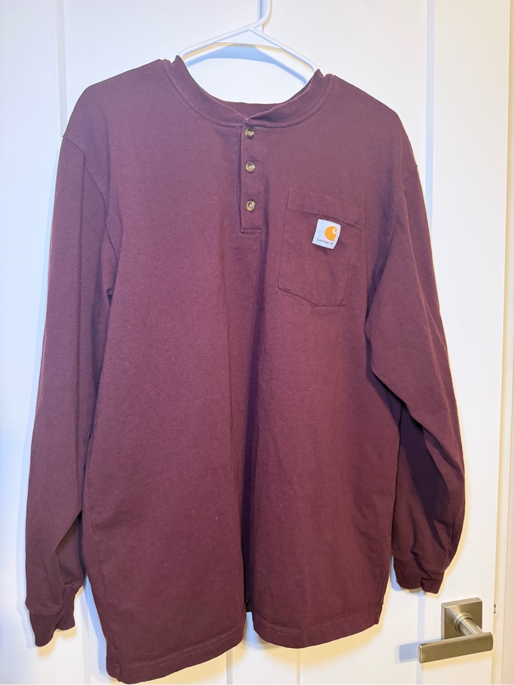 Carhartt Deep Burgundy Long Sleeve Henley with Pocket